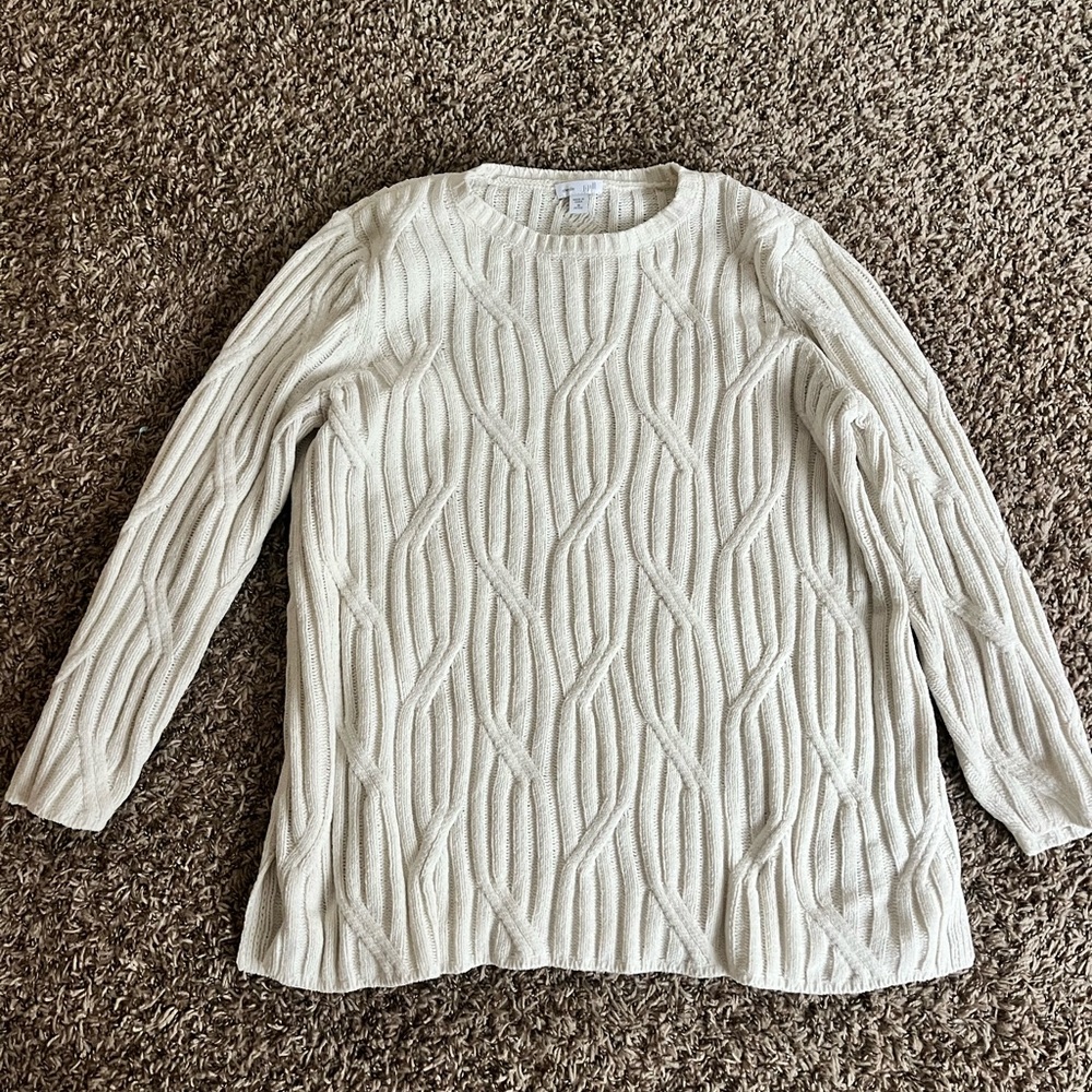 J. Jill Cream Textured Knit Cardigan